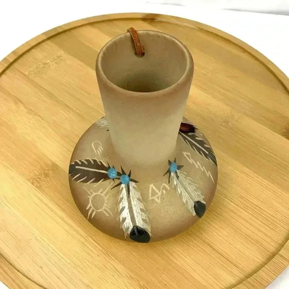 VTG Betty Selby 1988 Native American Southwest Art Pottery Feather Vase #415 - Picture 6 of 9